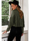 Fringe Trim Lapel Collar Cropped Blazer nicholesgifts