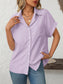 Mandy Pocketed Striped Collared Neck Short Sleeve Shirt nicholesgifts