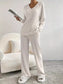 Ribbed Knit V-Neck Top and Pants Set nicholesgifts