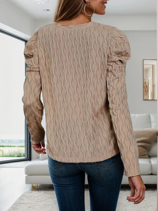 V-Neck Puff Sleeve Top nicholesgifts