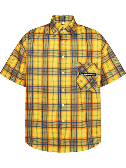 Men's Plaid Short Sleeve Button-Up Shirt nicholesgifts