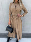 Button Front Long Sleeve Shirt Dress nicholesgifts