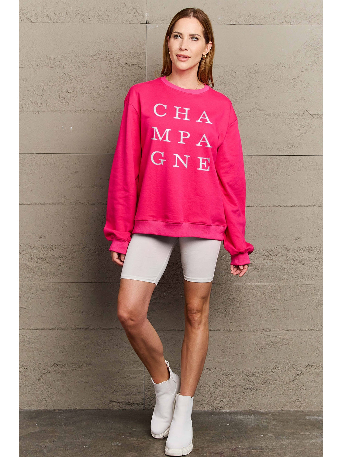 Women Simply Love Full Size CHAMPAGNE Graphic Long Sleeve Sweatshirt nicholesgifts