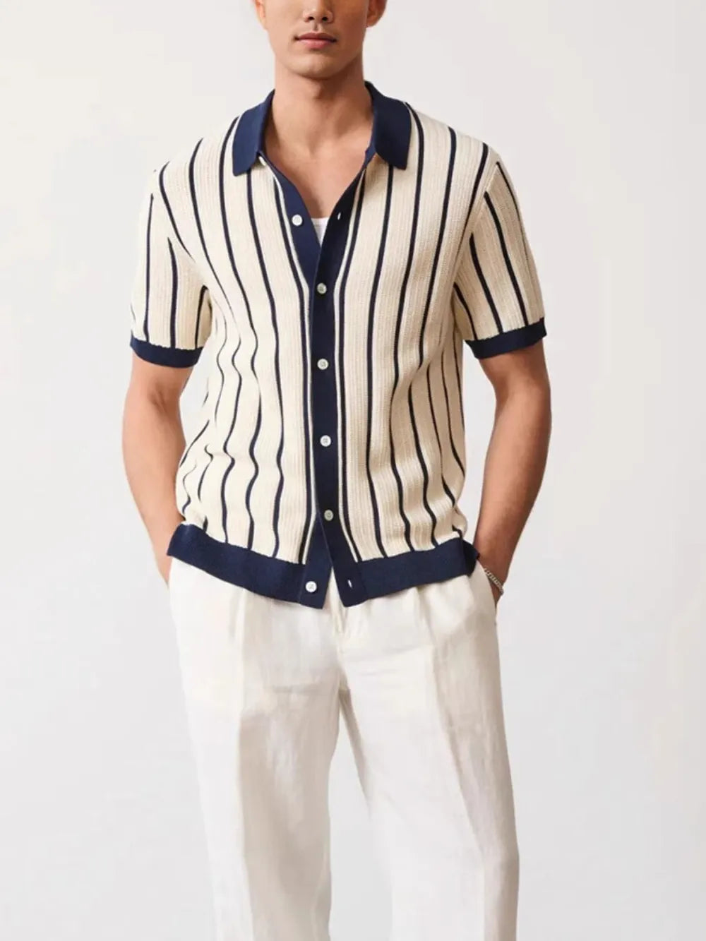 Men's Plus Size Striped Button Down Short Sleeve Shirt NicholesGifts