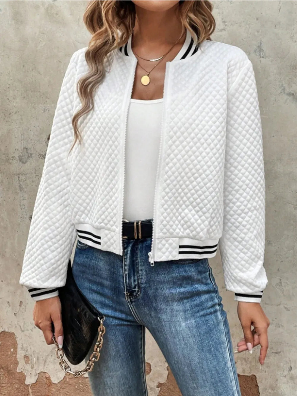 Zip Up Long Sleeve Jacket nicholesgifts