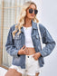 Pearl Trim Raw Hem Denim Jacket nicholesgifts