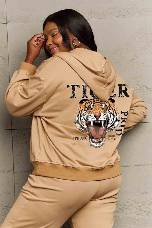 Simply Love Full Size TIGER STRONG PRIDE Graphic Hoodie Trendsi
