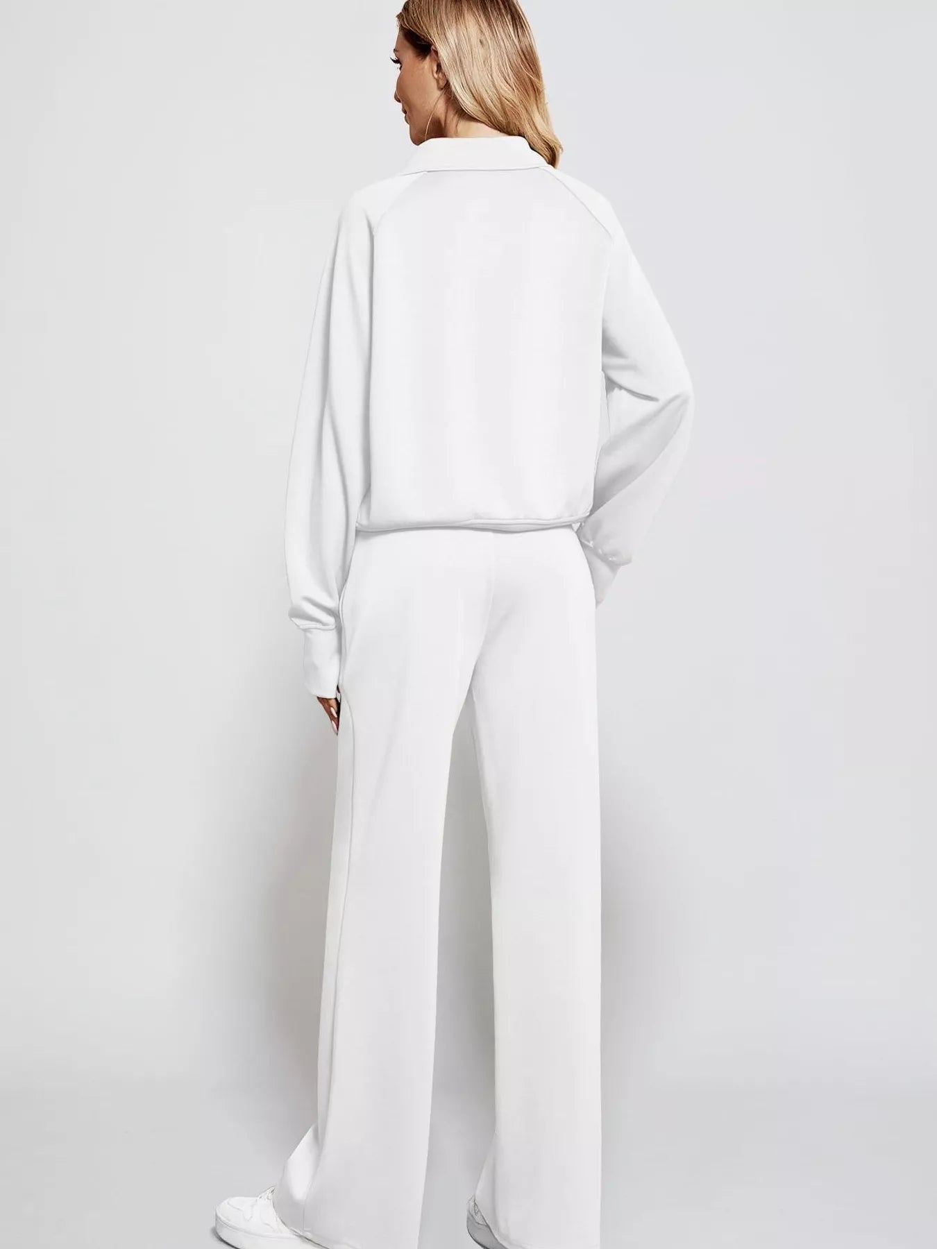 Full Size Half-Zip Sweatshirt and Wide-Leg Pants Set Plus Size Trendsi