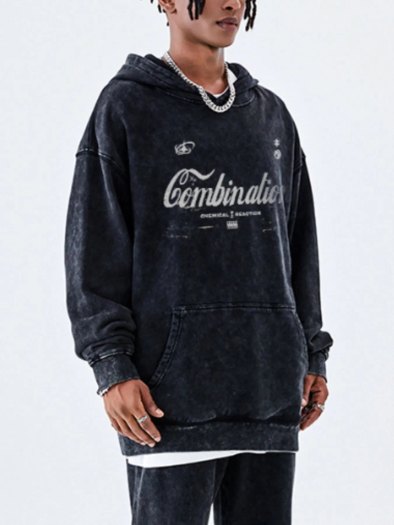 Men's Letter Washed Kangaroo Pocket Hoodie NicholesGifts