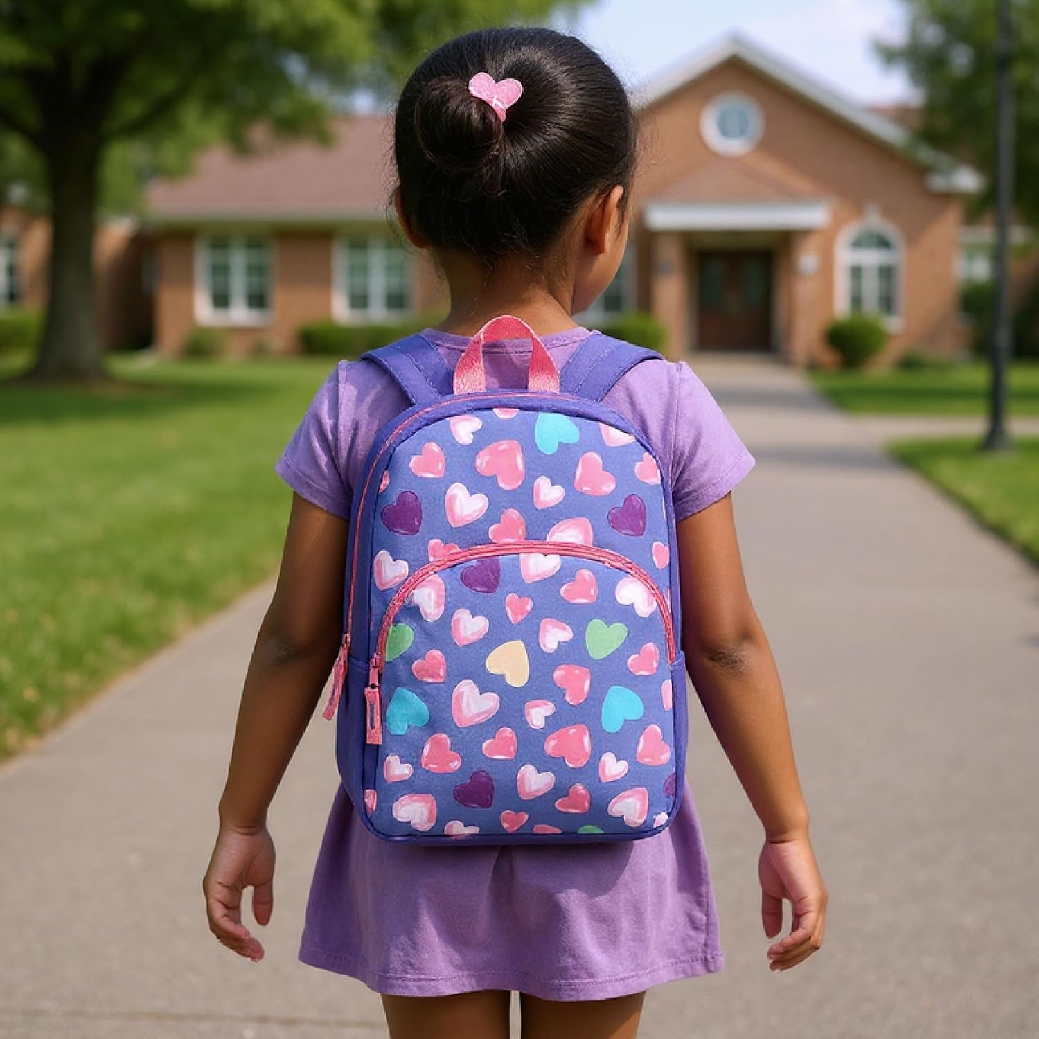 15 Inch Kids Backpacks for Boys & Girls | Preschool, Kindergarten, Elementary School Backpacks with Adjustable, Padded Straps (Happy Hearts)