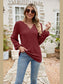 Eyelet Notched Neck Balloon Sleeve Blouse nicholesgifts