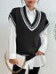 Contrast Trim V-Neck Sweater Vest nicholesgifts