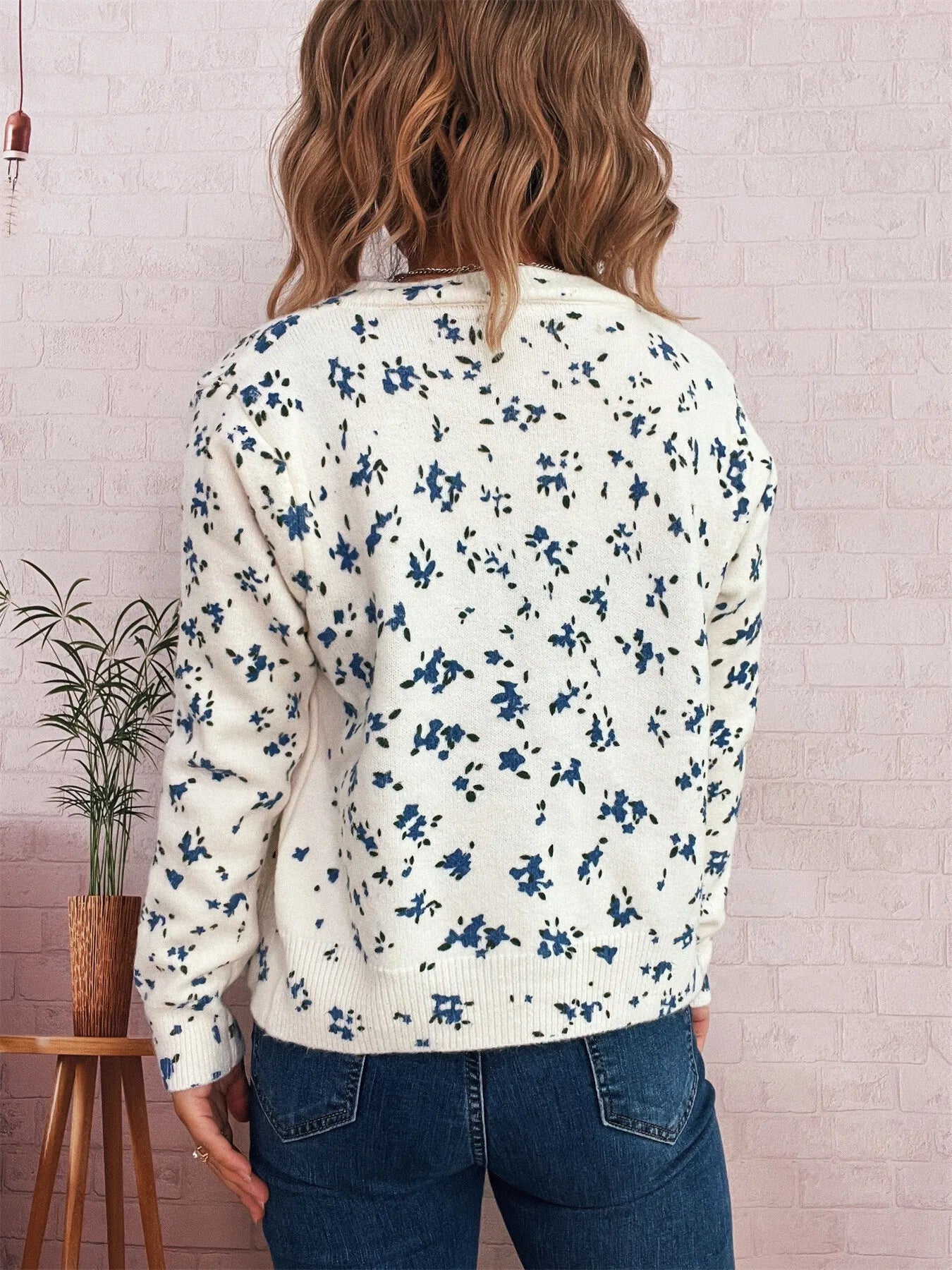 Floral Button-Up Long Sleeve Cardigan