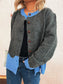 Button-Front Contrast Trim Cardigan nicholesgifts