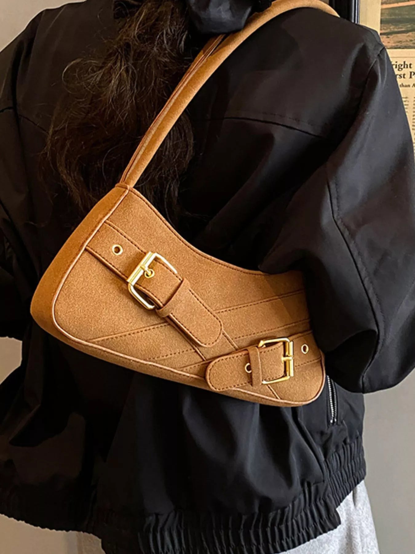 Buckle Decor Shoulder Bag nicholesgifts