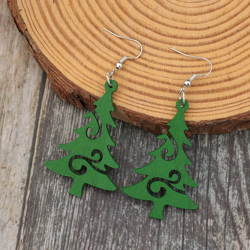 Christmas Tree Wooden Earrings Trendsi