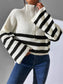 Striped Half Zip Cropped Sweater nicholesgifts