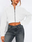 Zip Up Long Sleeve Hooded Cropped Jacket nicholesgifts
