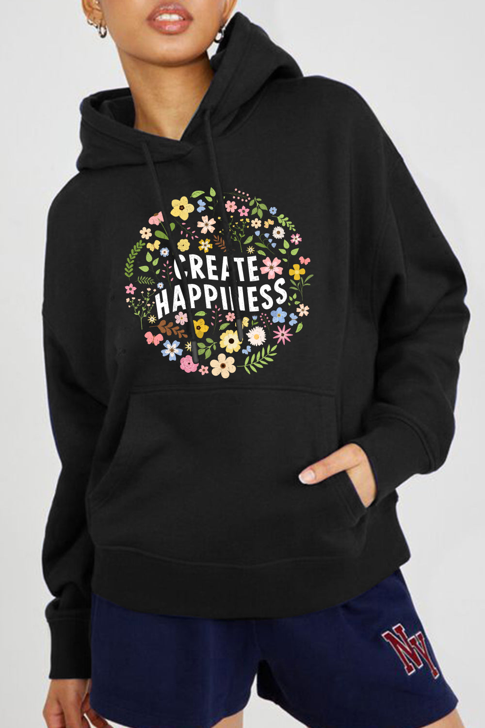 Simply Love Simply Love Full Size CREATE HAPPINESS Graphic Hoodie NicholesGifts