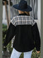 Plaid Pocketed Button Up Denim Jacket nicholesgifts
