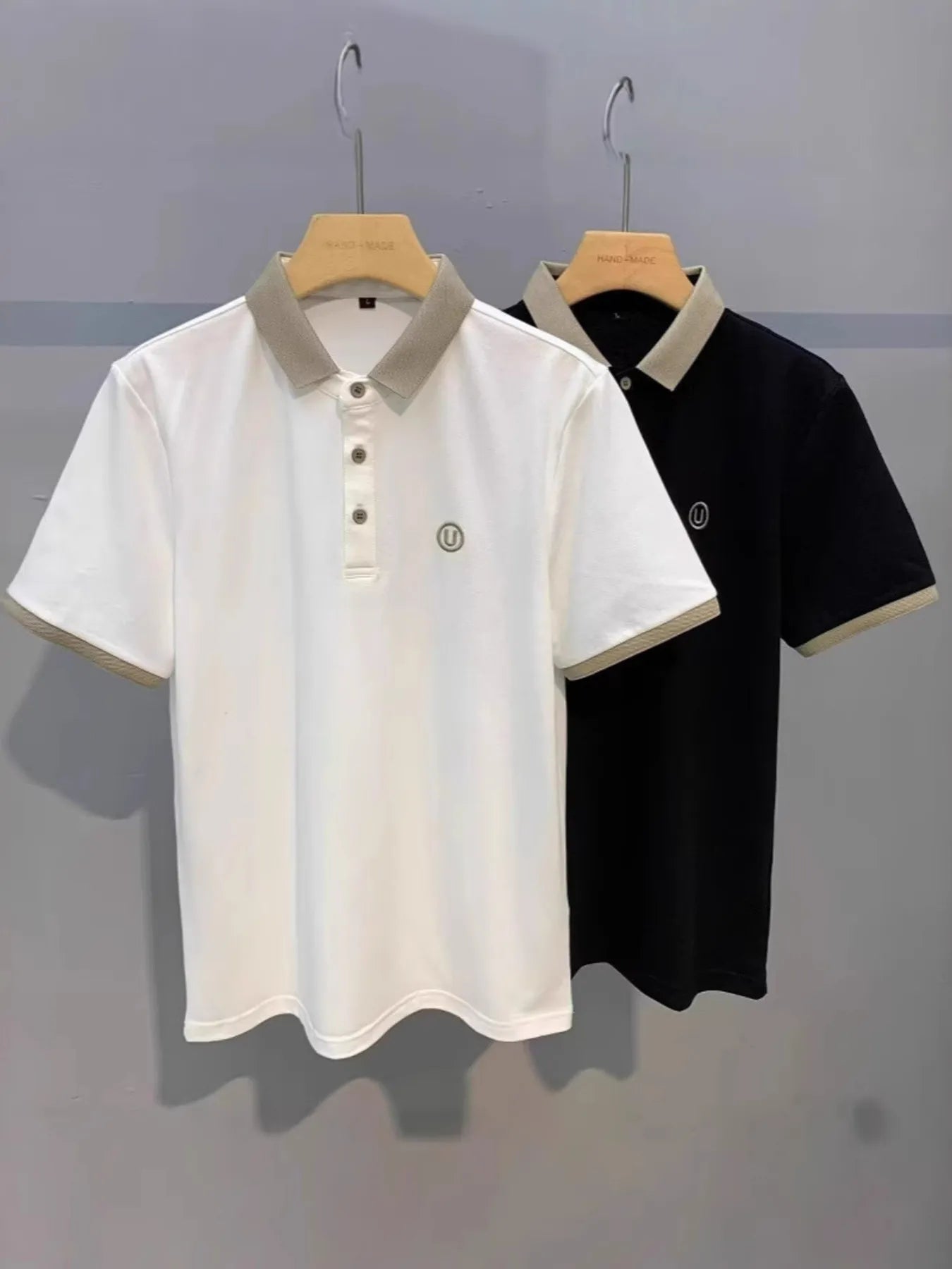 Men's Classic Contrast Short Sleeve Collar Polo Shirt NicholesGifts