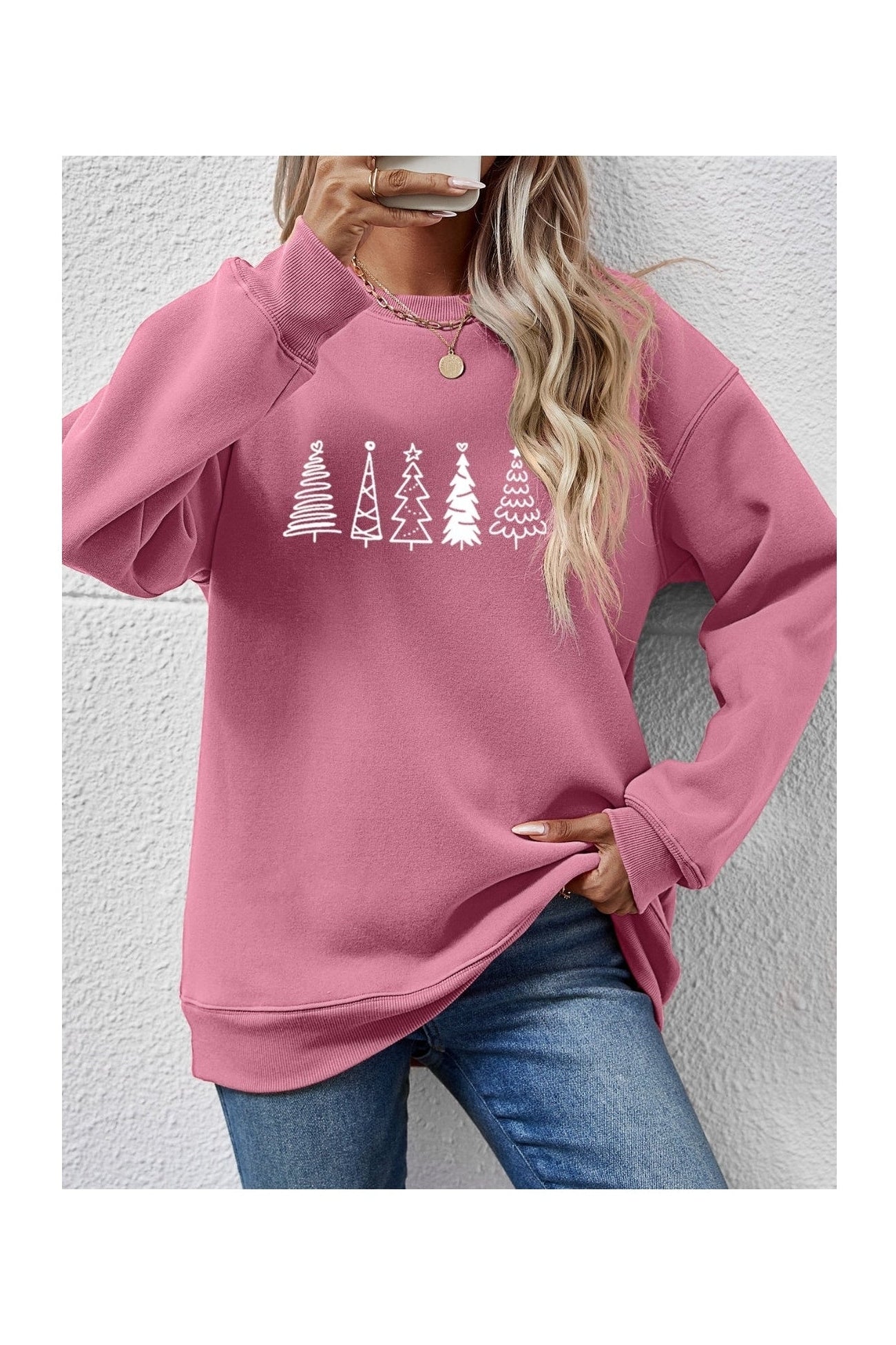 Christmas Tree Graphic Drop Shoulder Sweatshirt nicholesgifts