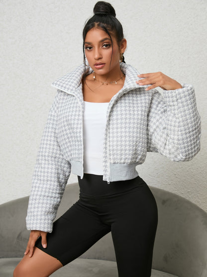 Houndstooth Zip-Up Jacket nicholesgifts