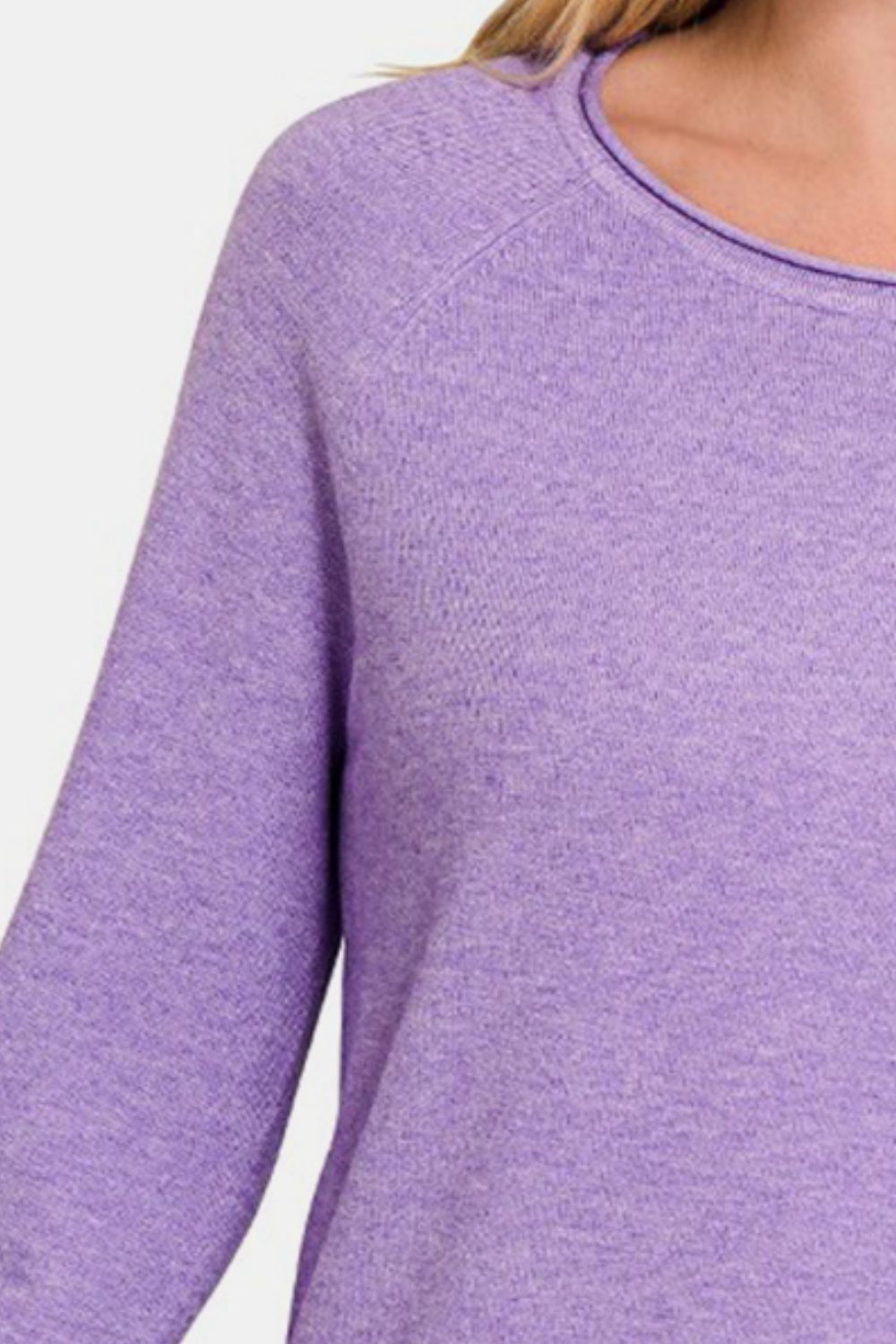 Zenana Rolled Round Neck Long Sleeve Sweater nicholesgifts