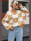 Checkered Exposed Seam Drooped Shoulder Sweater nicholesgifts