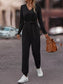 V-Neck Long Sleeve Tie Waist Jumpsuit nicholesgifts