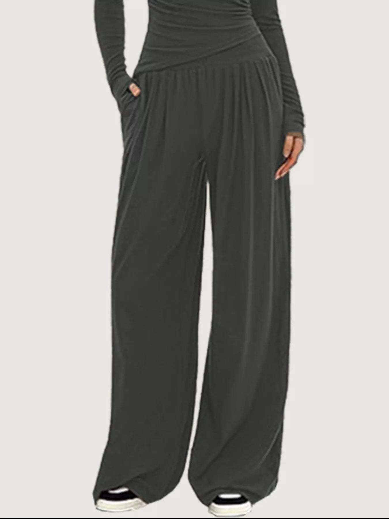 Casual Long Sleeve Top and Wide Leg Pants Set nicholesgifts