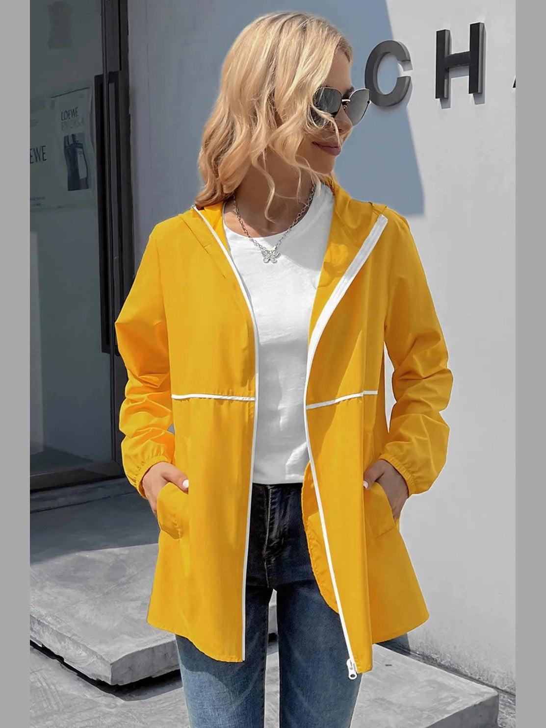 Ivy Lane Zip Up Long Sleeve Hooded Watertight Jacket nicholesgifts
