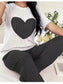 Heart Ribbed Knit Top and Pants Lounge Set nicholesgifts