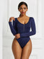 Half Zip Scoop Neck Long Sleeve Bodysuit nicholesgifts