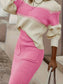 Two-Tone Ribbed Knit Top and Skirt Sweater Set nicholesgifts