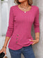 Decorative Button Round Neck Long Sleeve T-Shirt nicholesgifts