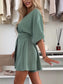 Full Size Surplice Tie Waist Romper Plus Size nicholesgifts