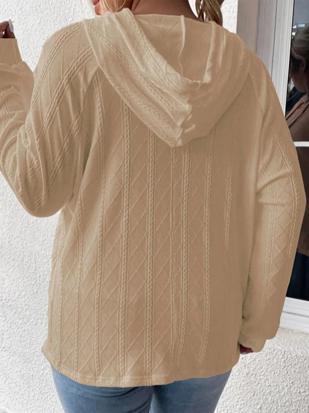 Full Size Drawstring Long Sleeve Hoodie Trendsi