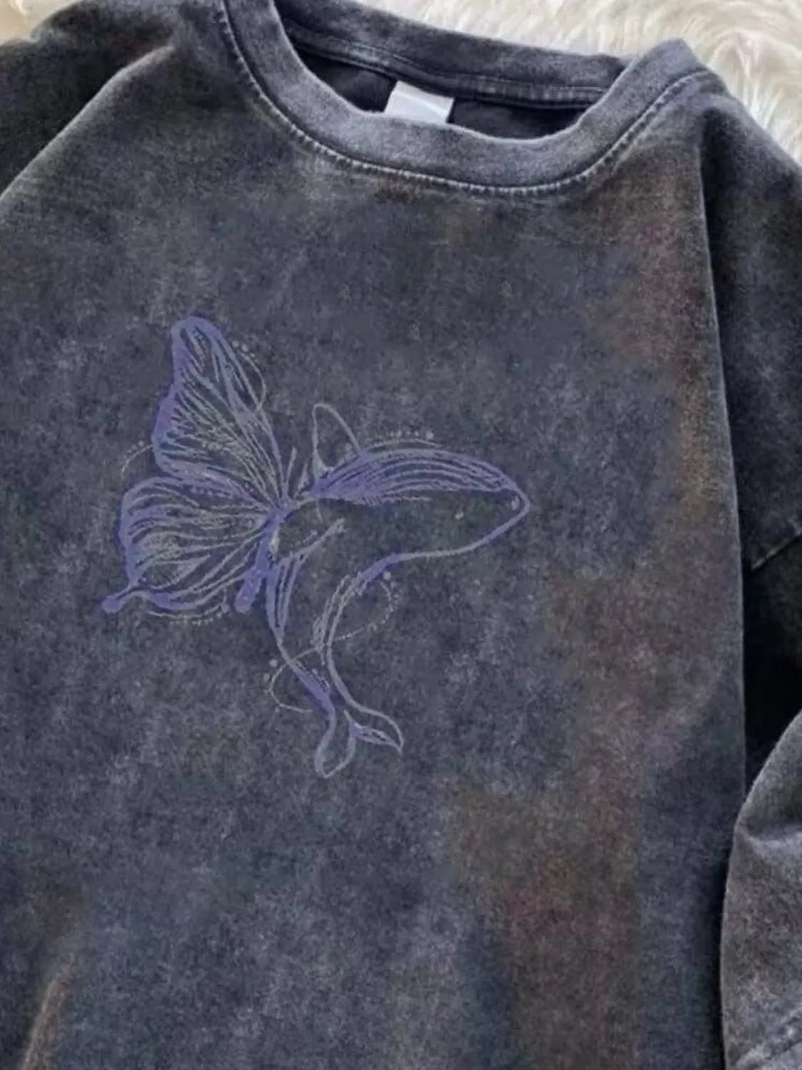 Men's Full Size Butterfly Round Neck T-Shirt Plus Size Trendsi