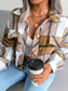 Plaid Collared Neck Long Sleeve Jacket nicholesgifts