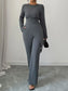 Asymmetric Long Sleeve Top and Pants Set nicholesgifts
