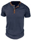 Men's Full Size Casual Henley Short Sleeve Top with Contrast Collar Plus Size nicholesgifts