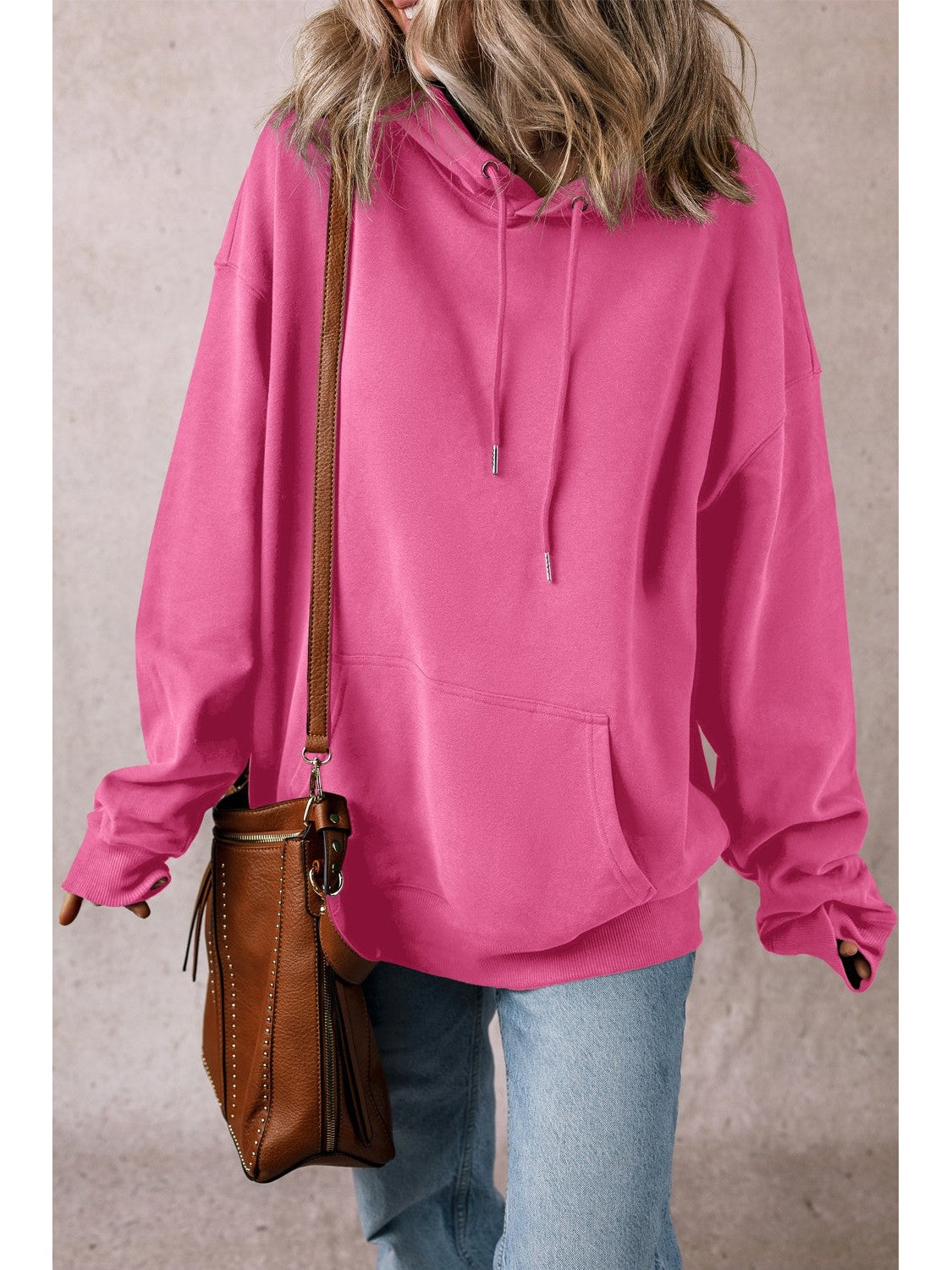 Women Drawstring Pocketed Long Sleeve Hoodie nicholesgifts