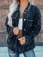 Studded Collared Neck Button Down Jacket nicholesgifts