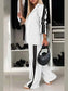 Full Size Contrast Lapel Collar Top and Pants Set nicholesgifts