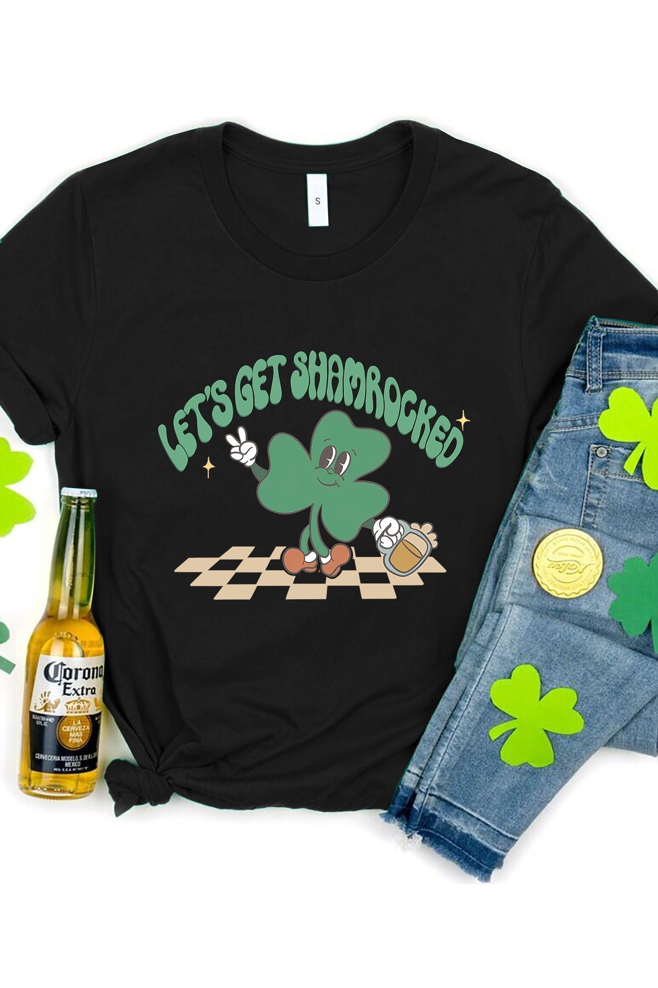 LET'S GET SHAMROCKED Round Neck T-Shirt NicholesGifts