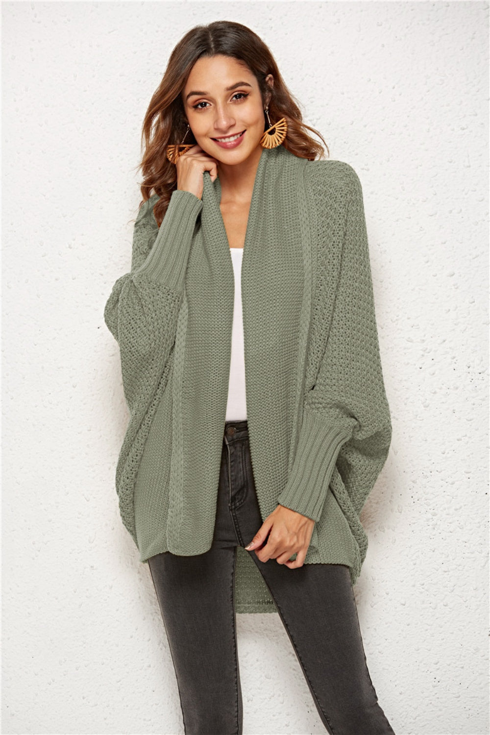 Open Front Batwing Sleeve Cardigan nicholesgifts