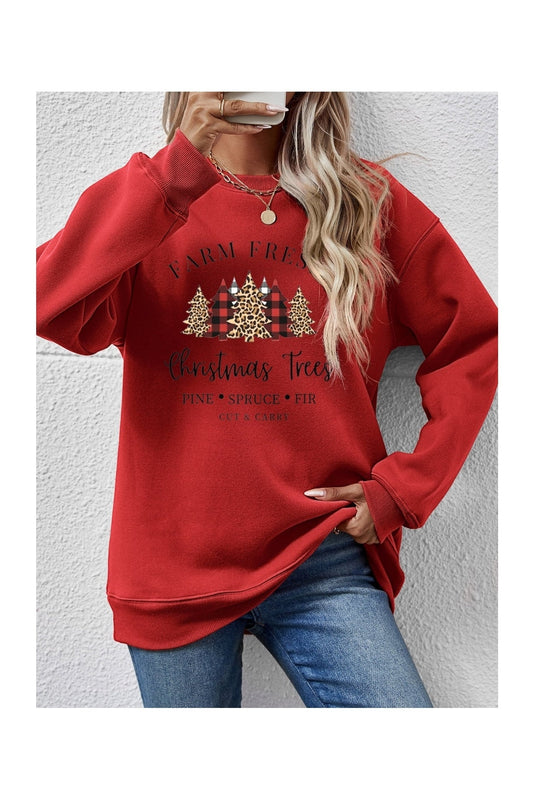 Graphic Round Neck Long Sleeve Sweatshirt