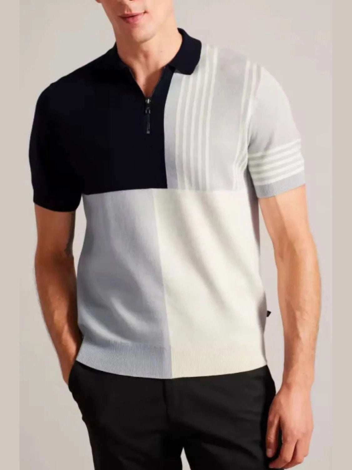 Men's Plus Size Color Block Short Sleeve Polo NicholesGifts