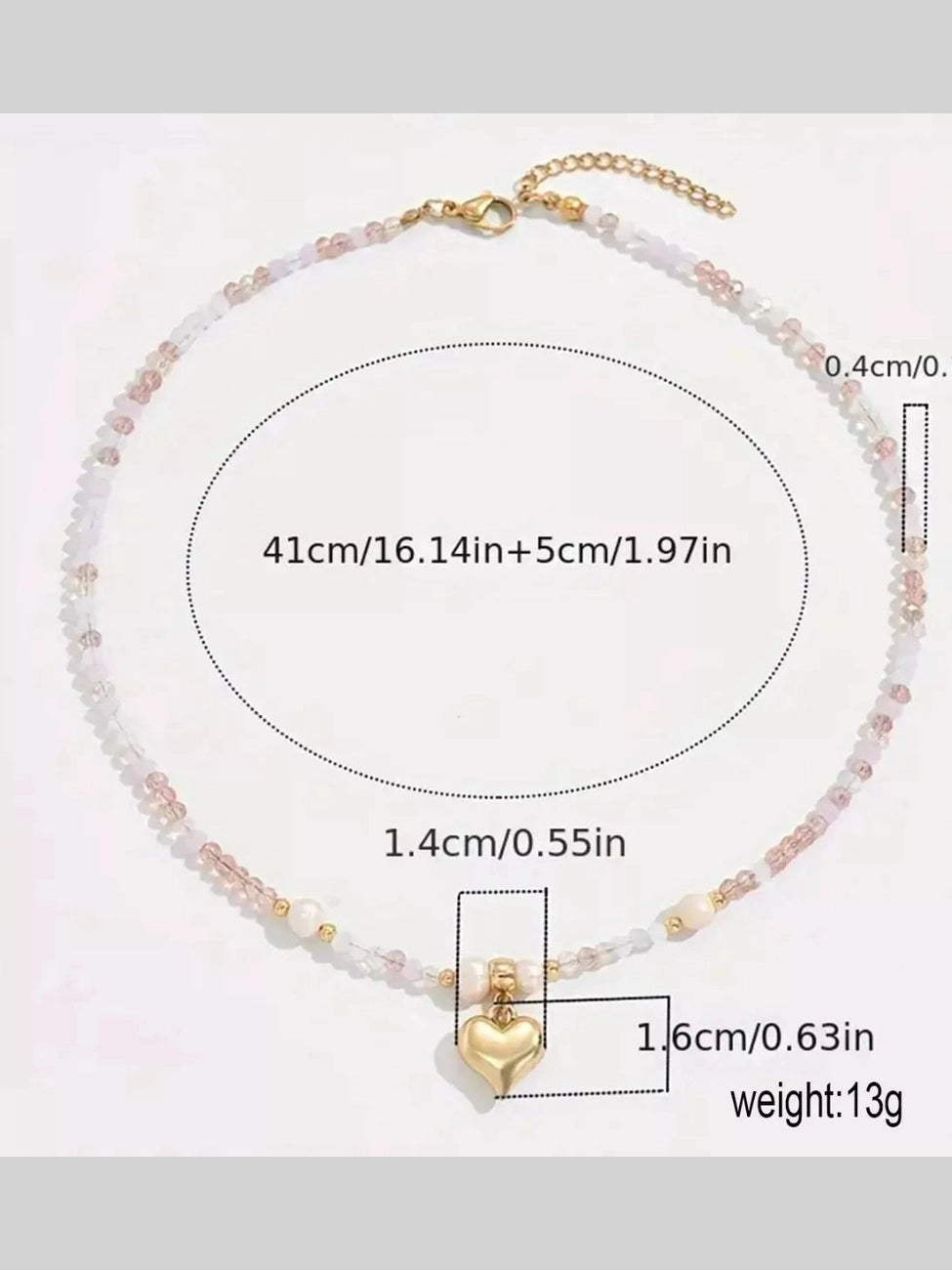 Women Bead Heart Pendant Necklace nicholesgifts